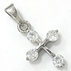 Cubic Zirconia Stainless Steel Pendant, Cross, with cubic zirconia, original color Approx 