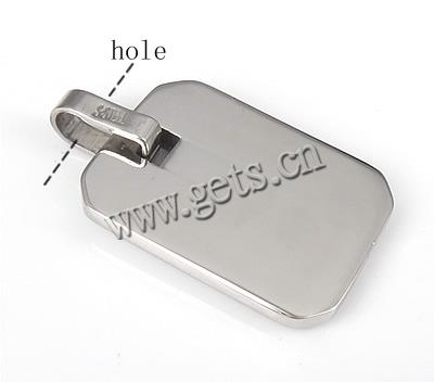 Stainless Steel Tag Charm, Rectangle, Customized, original color, 28x20x3.5mm, Hole:Approx 5x8mm, Sold By PC
