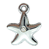 Zinc Alloy Star Pendant, Starfish, plated, with rhinestone Approx 2mm 
