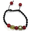 Gemstone Woven Ball Bracelets, Jade, with Nylon Cord & Quartz, handmade, Grade A Approx 6-9 Inch 