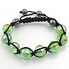 Crystal Woven Ball Bracelets, with Nylon Cord & Hematite, adjustable & faceted, 12mm, 8-10mm Approx 6-9.5 Inch 