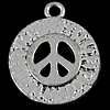 Zinc Alloy Peace Pendants, Peace Logo, plated, hammered nickel, lead & cadmium free Approx 2mm 