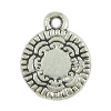 Zinc Alloy Flat Round Pendants, plated, with flower pattern nickel, lead & cadmium free Approx 2mm, Approx 