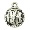 Zinc Alloy Flat Round Pendants, word love, plated, with letter pattern nickel, lead & cadmium free Approx 2mm, Approx 