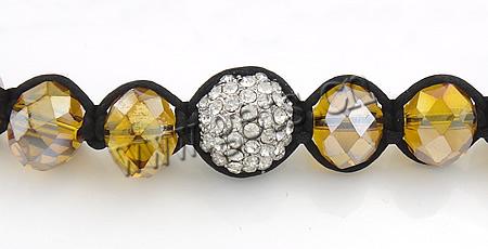 Kristall Woven Ball Armbänder, mit Nylonschnur & Hämatit & Zinklegierung, handgemacht, mit Strass, mehrere Farben vorhanden, 12mm, 13mm, 8-10mm, Länge:ca. 5-11 ZollInch, verkauft von Strang