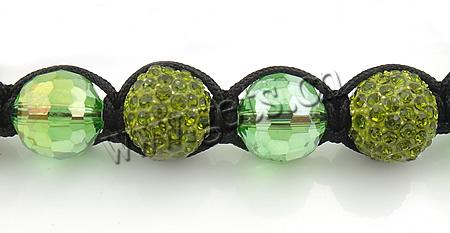 Crystal Woven Ball Bracelets, with Wax Cord & Hematite & Zinc Alloy, handmade, with rhinestone, 13mm, 12mm, 8-10mm, Length:Approx 7-10 Inch, Sold By Strand