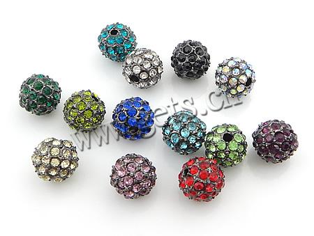 Strass Zinklegierung Perlen, mit Zinklegierung, rund, plattiert, mit Strass von Klasse A, keine, 10mm, Bohrung:ca. 2mm, verkauft von PC