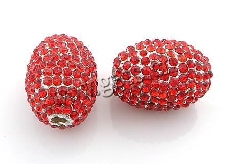 Rhinestone Zinc Alloy Beads, Oval, plated, with A grade rhinestone, more colors for choice, 18x13.5mm, Hole:Approx 3mm, Sold By PC