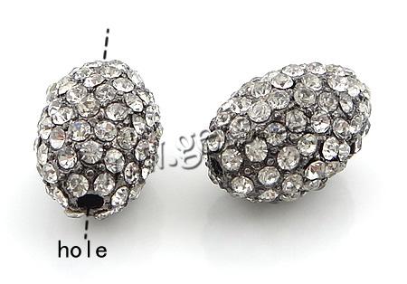 Strass Zinklegierung Perlen, oval, mit Strass von Klasse A, keine, 16x11.5mm, Bohrung:ca. 1.5mm, verkauft von PC