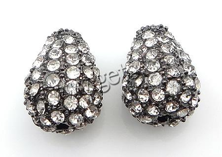 Rhinestone Zinc Alloy Beads, Teardrop, plated, Customized & with A grade rhinestone, more colors for choice, 11.5x15.5mm, Hole:Approx 2mm, Sold By PC