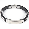 Silicone Stainless Steel Bracelets, rubber cord, stainless steel clasp, 9mm Inch 