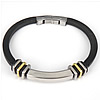 Silicone Stainless Steel Bracelets, rubber cord, stainless steel clasp, 5mm 10mm Inch 