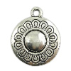 Zinc Alloy Flat Round Pendants, plated, with flower pattern nickel, lead & cadmium free Approx 2.5mm, Approx 