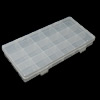 Caja plástica de abalorios, Plástico, Rectángular, 18 células, Blanco, 230x118x43mm, 116PCs/Caja, Vendido por Caja