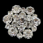 Broche de hierro de diamantes de imitación , fundición, Flor, con diamantes de imitación de acrílico, libre de cadmio, 32x6mm, Vendido por UD