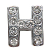 Zinc Alloy Letter Slide Charm, Letter H, with rhinestone, nickel, lead & cadmium free Approx 