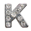 Zinc Alloy Letter Slide Charm, Letter K, platinum color plated, with rhinestone, nickel, lead & cadmium free Approx 