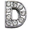 Zinc Alloy Letter Slide Charm, with Rhinestone, Letter D, plated Approx 