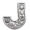 Zinc Alloy Letter Slide Charm, with Rhinestone, Letter J, plated Approx 