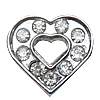 Zinc Alloy Slide Charm, with Rhinestone, Heart, plated Approx 