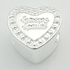 Sterling Silver European Beads, 925 Sterling Silver, Heart, plated, with letter pattern & without troll Approx 4.7mm 