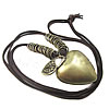 Воловья цинкового сплава ожерелье, Шнур из натуральной кожи, с цинковый сплав, Сердце длина:Приблизительно 30 дюймовый, продается Strand