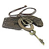 Rindsleder Zinc Alloy Halskette, Kuhhaut, mit Zinklegierung, Schlüssel, 10x30mm, Länge:ca. 31 ZollInch, verkauft von Strang