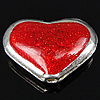 Emaille Zink Legierung Perlen, Zinklegierung, Herz, plattiert, rot, frei von Kadmium, 16x12x6mm, Bohrung:ca. 1.5mm, verkauft von PC