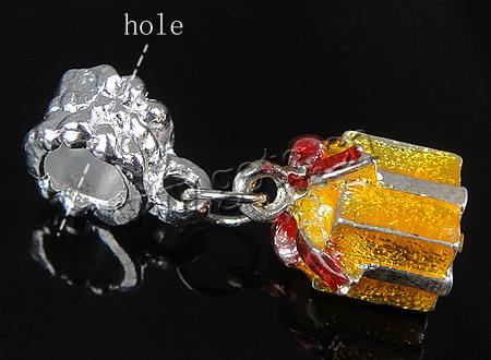 European Christmas Pendant, Zinc Alloy, plated, enamel, more colors for choice, 7x12.5mm, 5.5x11.5mm, Hole:Approx 5mm, Sold By PC