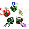 Lampwork Jewelry Necklace, with Ribbon, Heart .5 Inch 