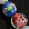 Abalorios de Cristal Murano hecho a mano, Cristal de murano, Esférico, con patrón de flores, 11-13mm, agujero:aproximado 2mm, longitud:14 Inch, 30PCs/Sarta, Vendido por Sarta