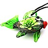 Lampwork Jewelry Necklace, with rubber cord, Fish, gold sand & inner flower Inch 