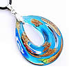 Lampwork Jewelry Necklace, with rubber cord, Teardrop, gold sand and silver foil Inch 