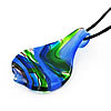 Lampwork Jewelry Necklace, with Waxed Cotton Cord, Leaf, handmade, multi-colored Inch 