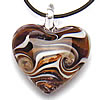 Lampwork Jewelry Necklace, with rubber cord, Heart, gold sand Inch 