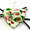 Lampwork Jewelry Necklace, with Waxed Cotton Cord, Heart, handmade, multi-colored Inch 