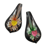 Pendentifs Murano fleur intérieur, chalumeau, avec résine, larme, sable d'or & fleur intérieure, plus de couleurs à choisir Environ 9mm, Vendu par PC