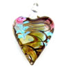 Кулоны Лэмпворк ручной работы, Сердце, Связанный вручную, с цветочным узором & золотой песок отверстие:Приблизительно 6mm, продается PC