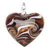 Pendentifs artisanaux au style murano, chalumeau, coeur, fait à la main, sable d'or Environ 6mm, Vendu par PC