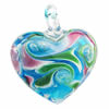Кулоны Лэмпворк ручной работы, Сердце, Связанный вручную, с цветочным узором отверстие:Приблизительно 6mm, продается PC