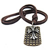 Cowhide Jewelry Necklace, with Zinc Alloy, Rectangle, nickel, lead & cadmium free Approx 35.4 Inch 