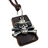 Cowhide Jewelry Necklace, with Zinc Alloy, Rectangle, coffee color, nickel, lead & cadmium free Approx 35.4 Inch 