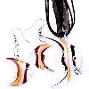 Edelstahl Strass Armbänder, Lampwork, Ohrring & Halskette, mit Band, Messing Karabinerverschluss, Messing Haken, Blatt, Goldsand & Goldsand, 40x35mm, 25x25mm, Länge:16.5 ZollInch, verkauft von setzen