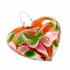 Pendentifs artisanaux au style murano, chalumeau, coeur, fait à la main, avec le motif de fleurs Environ 6mm, Vendu par PC