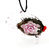 Lampwork Jewelry Necklace, with Waxed Cotton Cord, Fish, handmade, inner flower Inch 
