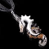 Collar de la joyería de cristal de Murano, con Cinta, Caballito de mar, arena dorada & lámina de plata, 65x21x6mm, longitud:16.5 Inch, Vendido por Sarta