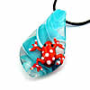 Lampwork Jewelry Necklace, with rubber cord, Leaf, inner twist Inch 