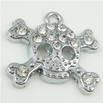 Zinc Alloy Skull Pendants, plated, with rhinestone Approx 1.5mm 