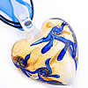 Lampwork Jewelry Necklace, with Ribbon, Heart, gold sand .5 Inch 
