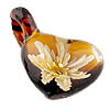 Кулоны Лэмпворк с внутренним цветком , Сердце, цветок внутри отверстие:Приблизительно 5mm, продается PC